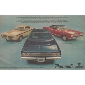 1969 Plymouth Vintage Print Ad Barracuda Fury Satellite Special Road Runner deco